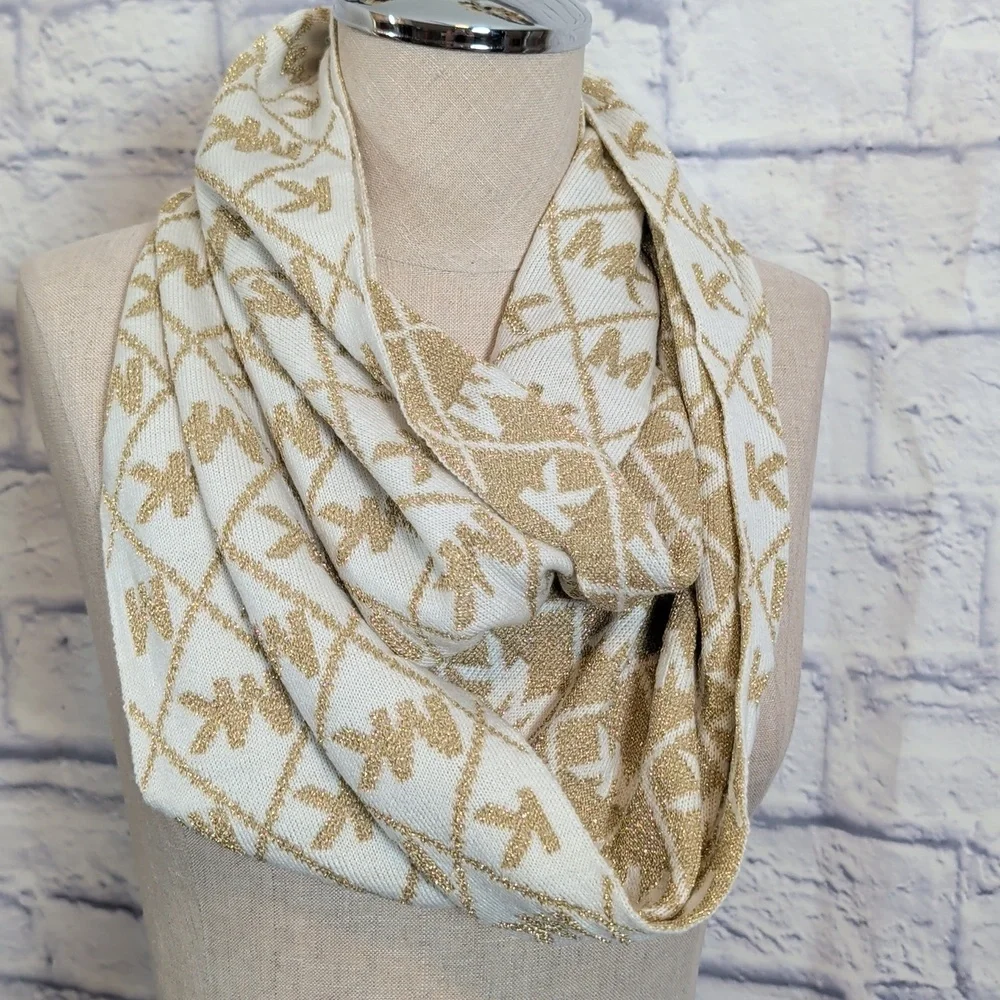 Michael Kors Cream & Gold Reversible Infinity Scarf